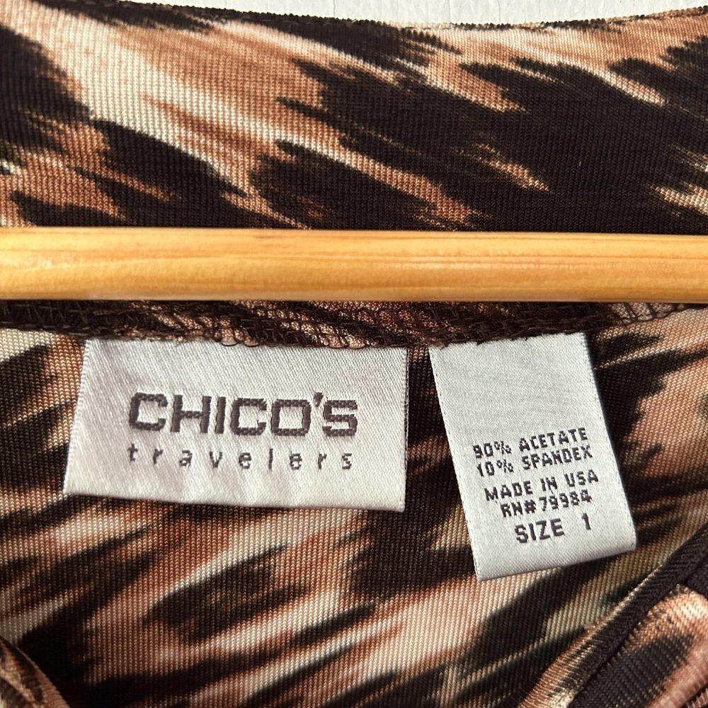 Chicos‎ Travelers Top Womens Small Animal Print Slinky Knit Chicos 1 Made in USA - Picture 4 of 5